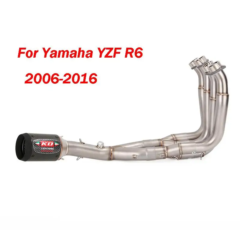 

Slip On For Yamaha YZF R6 2006-2016 Motorcycle Full Exhaust System Front Link Pipe Carbon Fiber Escape 51mm Muffler Baffle