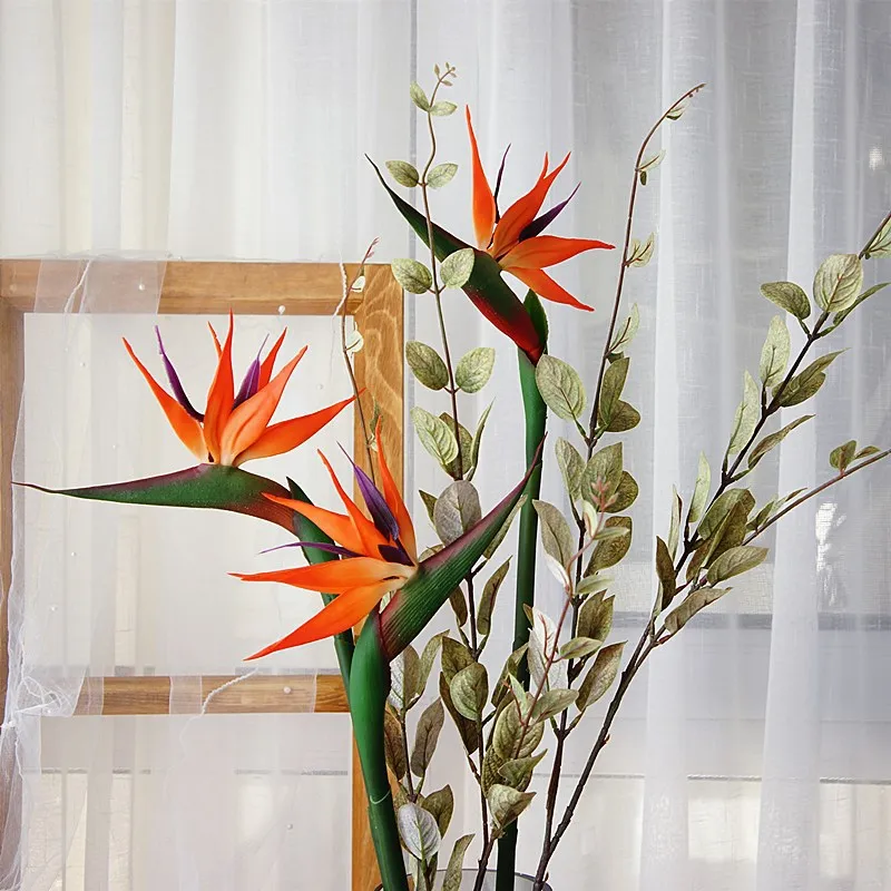 

80CM Real Touch Bird Of Paradise Simulation Orchids Branch Latex Wedding Flower Artificial Flowers Floral Event Party Decoration