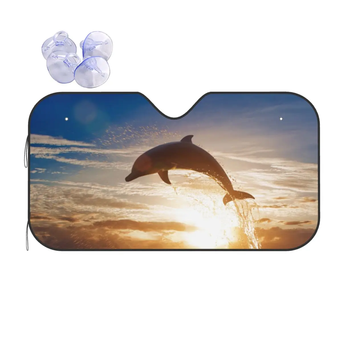 

Dolphin Sunset Sunshade Windscreen Sea Beach Scenery Novelty Car Front Windshield Sunshade Visor Blinds Sun Shade Protect