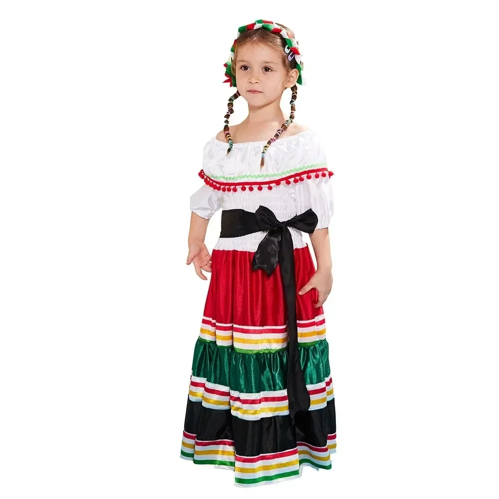 

New Campus Event Day of The Dead Costume Dress Mexican Ethnic Girl Dress Long Dress Halloween Party Wear