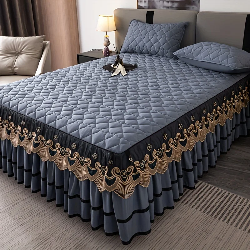 3pcs Luxury High-end Lace Fitted Sheet Set,Breathable Solid Color Clip Cotton Bedding Bed Skirt Style Mattress Protector Set
3pcs Luxury High-end Lace Fitted Sheet Set,Breathable Solid Color Clip Cotton Bedding Bed Skirt Style Mattress Protector Set
