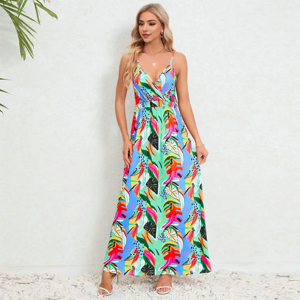 Printed Summer Dress Floral Print Backless Maxi Dress for Women Spaghetti Strap Vacation Dress with High Waist Ankle Length
Printed Summer Dress Floral Print Backless Maxi Dress for Women Spaghetti Strap Vacation Dress with High Waist Ankle Length