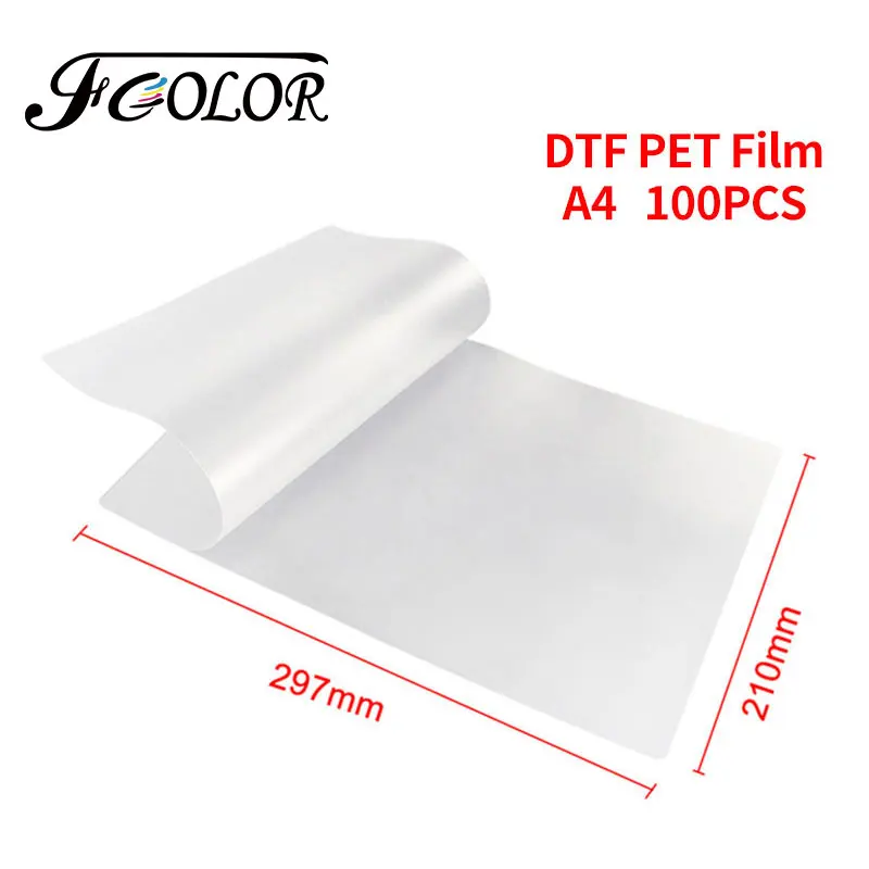 

FCOLOR DTF Film 50/100 A4 DTF PET Film Heat Transfer Film for Epson XP600 DX5 DX6 1390 4720 L800 L805 L8050 L1800 DTF Printer