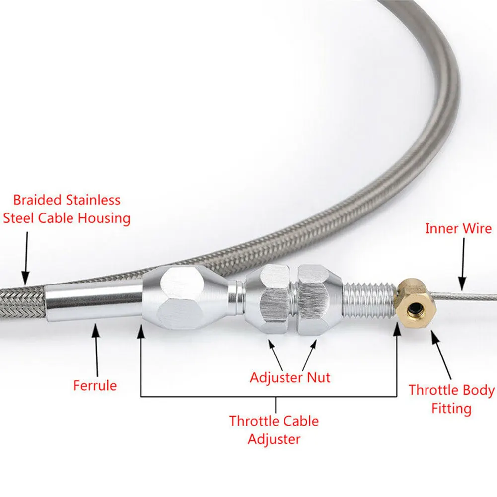 

Gas Cable Throttle Cable Kit Braided Throttle More Responsive Stainless Steel 1pc For LS1 Engines 4.8/5.3/6.0L