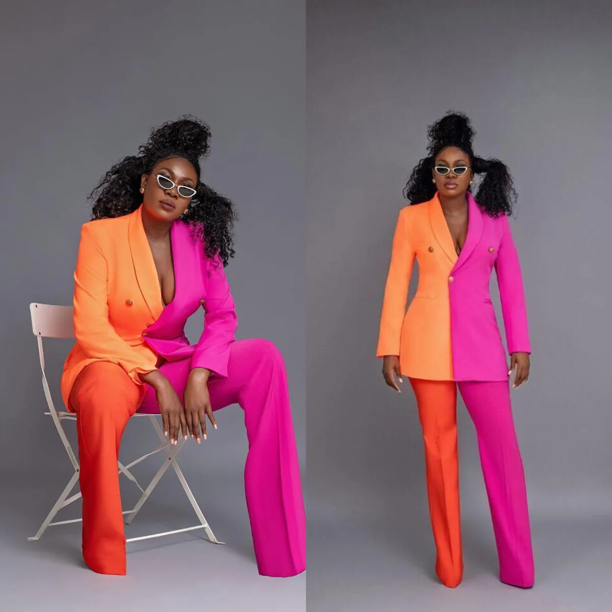 2 Piece Elegant Women Suits Orange Pink Patchwork(Blazer+Pants) Slim Fit One Button Casual Formal Prom Evening Dress Custom Made
2 Piece Elegant Women Suits Orange Pink Patchwork(Blazer+Pants) Slim Fit One Button Casual Formal Prom Evening Dress Custom Made