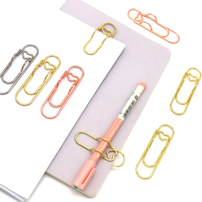 

5 Pcs Paper Clips Metal Pen Holder Clip School Bookmarks Photo Memo Ticket Clip Stationery Office School Supplies