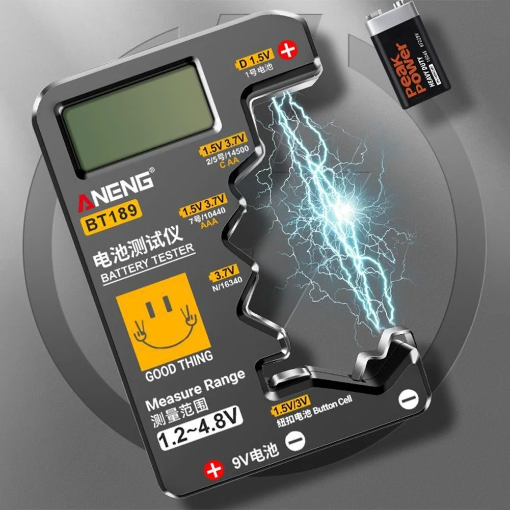 ANENG BT189 Digital Battery Tester LCD Display C AA AAA D N 9V 1.55V Universal Button Cell Capacitance Electrical Instruments
ANENG BT189 Digital Battery Tester LCD Display C AA AAA D N 9V 1.55V Universal Button Cell Capacitance Electrical Instruments