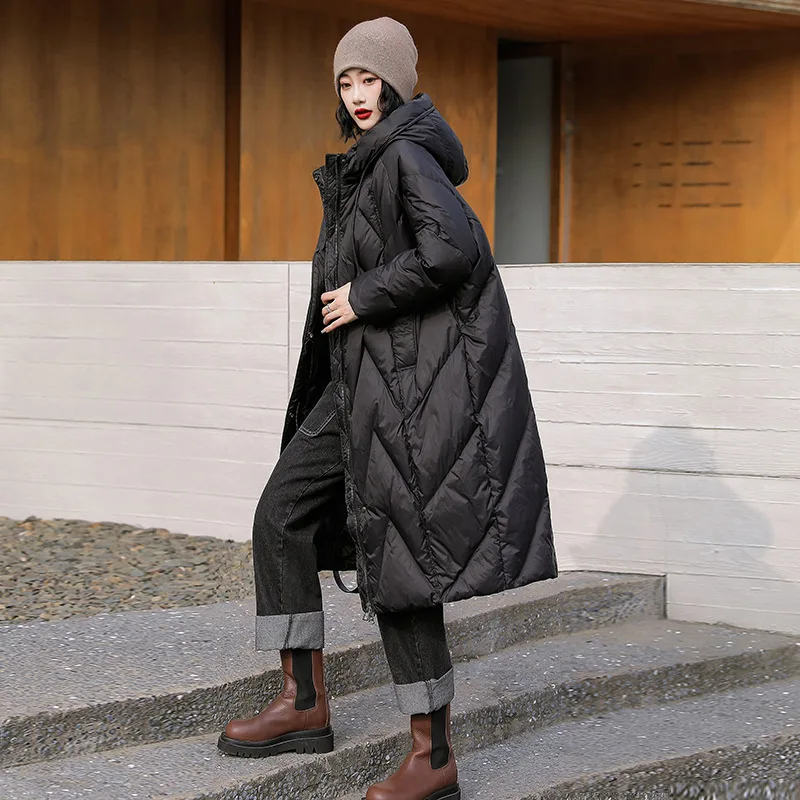 Down Jacket Women's 2023 New Loose Long below the Knee Winter Thin Type Hooded White Duck down High Quality Coat
Down Jacket Women's 2023 New Loose Long below the Knee Winter Thin Type Hooded White Duck down High Quality Coat
