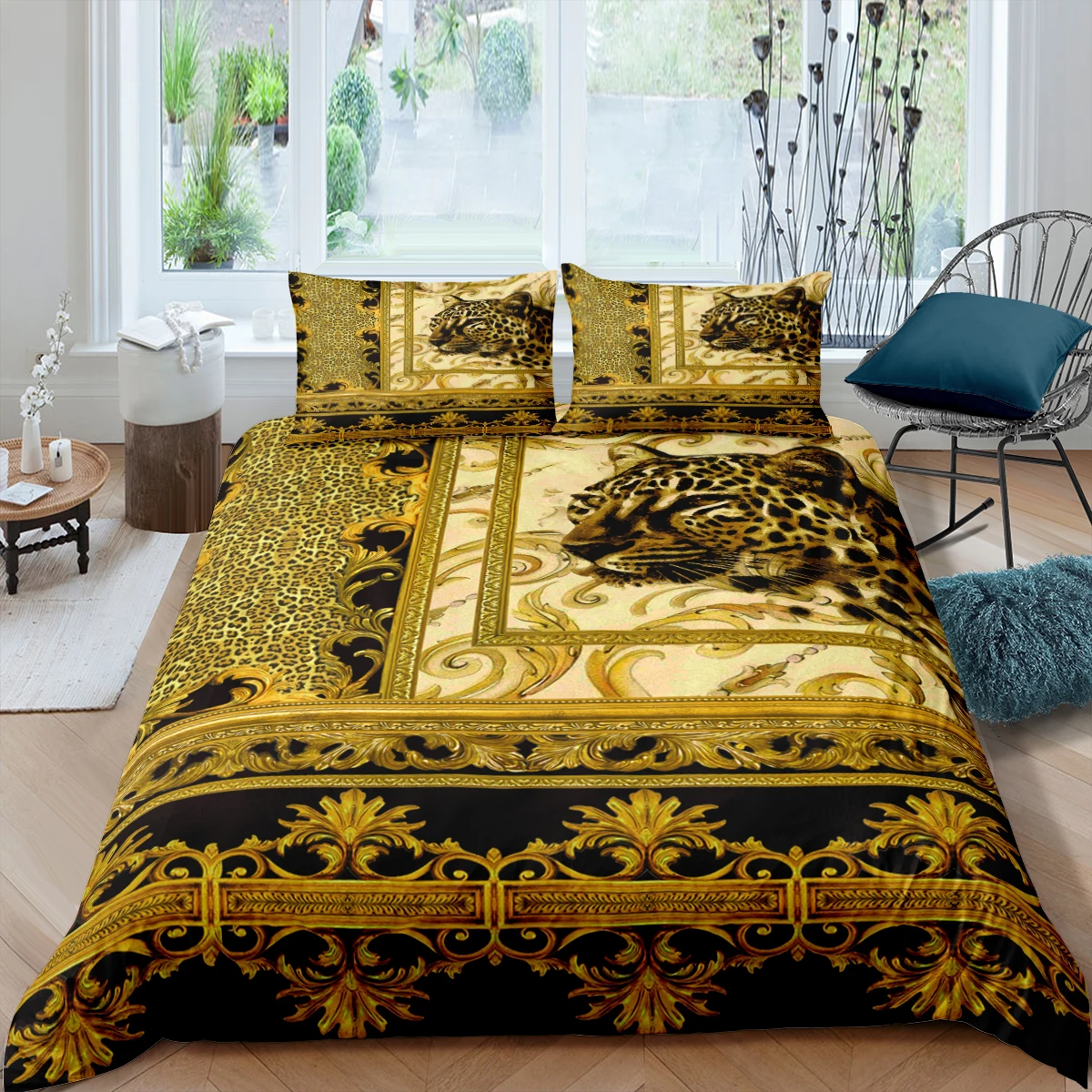 Home Living Luxury 3D Baroque Bedding Set Gold Leopard Duvet Cover Pillowcase Queen and King EU/US/AU/UK Size Comforter Bedding 
Home Living Luxury 3D Baroque Bedding Set Gold Leopard Duvet Cover Pillowcase Queen and King EU/US/AU/UK Size Comforter Bedding