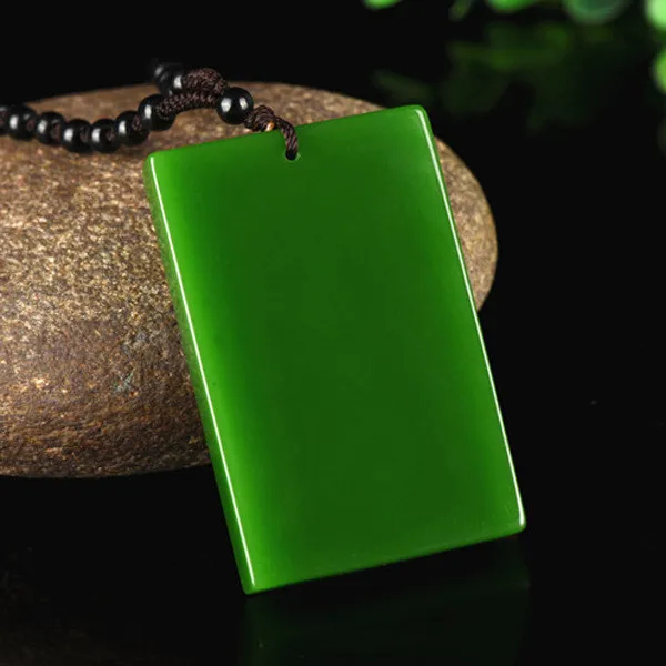 

Xinjiang Hotan Jade Jasper Peace Card Pendant Men's and Women's Simple and Versatile Sweater Chain Pendant