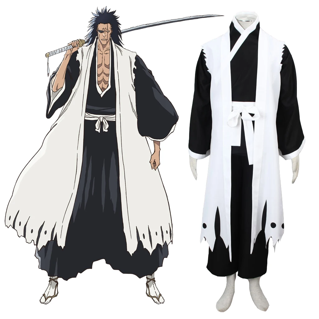 

Anime Bleach 11th Division Captain Zaraki Kenpachi Cosplay Costume Kimono Uniform Suit Men's Costumes Halloween Party Clothing