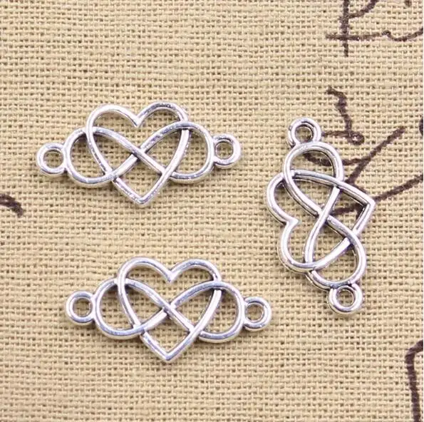 

50pcs Charms Heart Infinity Link15x24mm Antique Silver Pendants for DIY Jewelry EF3622