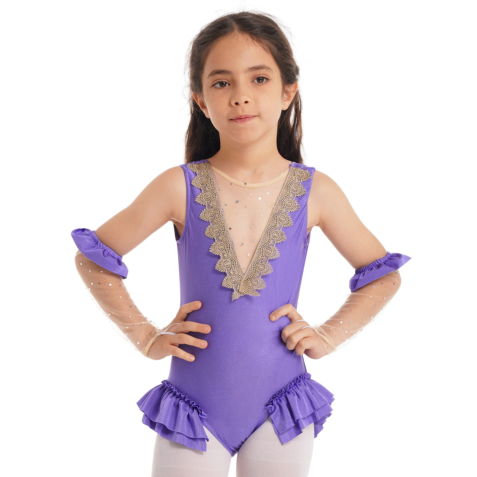 Kids Girls Showman Costume Halloween Cosplay Party Dress Up Dancewear Sleeveless Mesh Ballet Gymnastics Leotard With Arm Sleeves
Kids Girls Showman Costume Halloween Cosplay Party Dress Up Dancewear Sleeveless Mesh Ballet Gymnastics Leotard With Arm Sleeves