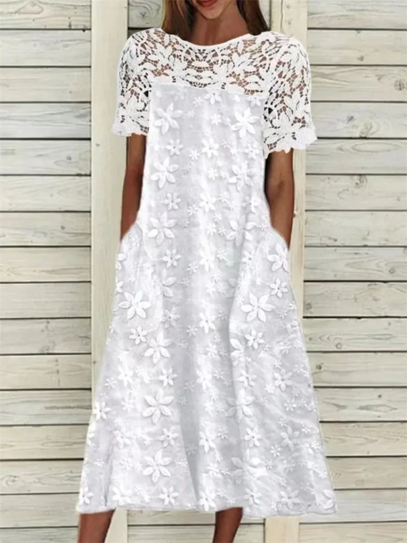 Fashion Lace Dresses New Slim Women Mini Dresses Casual Elegant Solid Color Lace Robe Hollow Out Sexy Loose Female Dress Платье
Fashion Lace Dresses New Slim Women Mini Dresses Casual Elegant Solid Color Lace Robe Hollow Out Sexy Loose Female Dress Платье