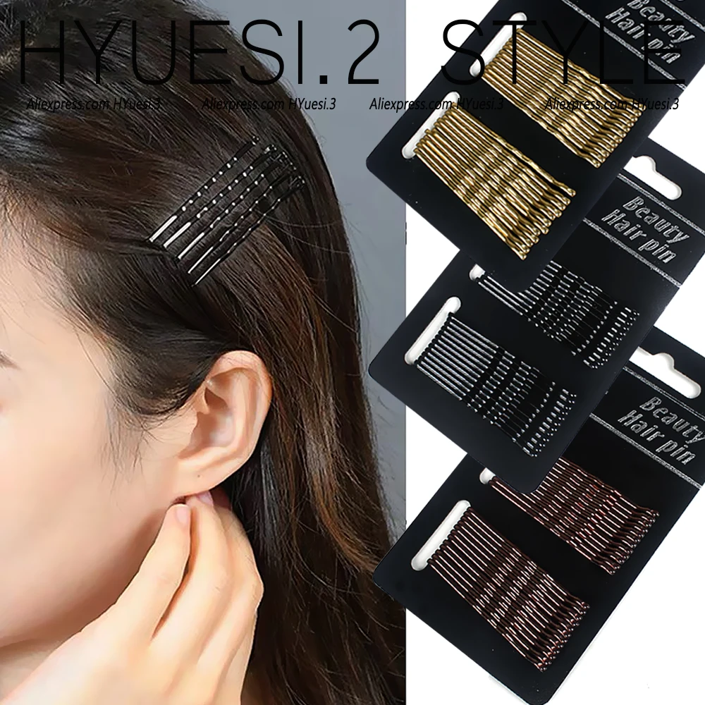 

24pcs/set Simple Black Wavy Hairpins Reusable Non Slip Metal Invisible Bobby Pins Side Bangs Clips For Girls Hair Accessories