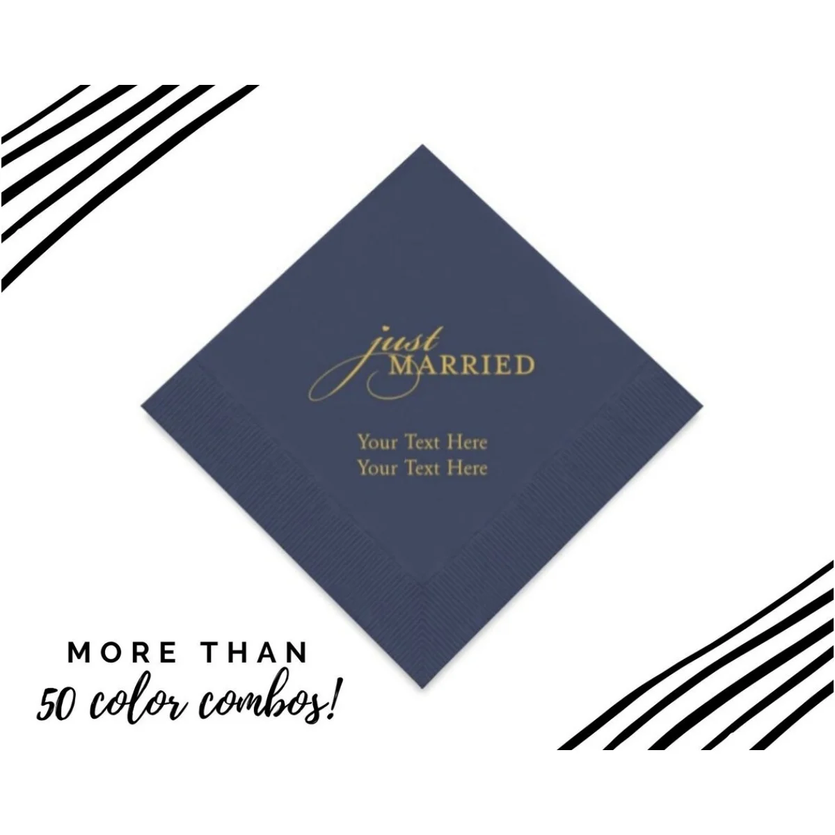 50 Just Married Printed Paper Napkins - Customizable Wedding Napkins - Wedding Reception Napkins - Set of 50 Personalized Wedd
50 Just Married Printed Paper Napkins - Customizable Wedding Napkins - Wedding Reception Napkins - Set of 50 Personalized Wedd