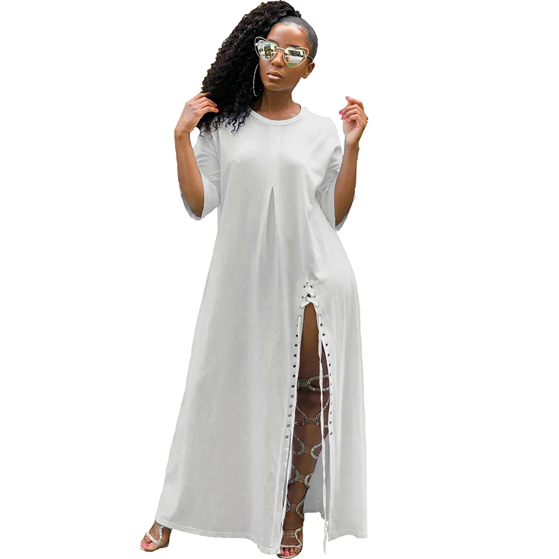 African T Shirt Dress Women Eyelet Lace Up Split Loose Robes Summer New Fashion New Solid Streetwear Casual Long African Dress
African T Shirt Dress Women Eyelet Lace Up Split Loose Robes Summer New Fashion New Solid Streetwear Casual Long African Dress