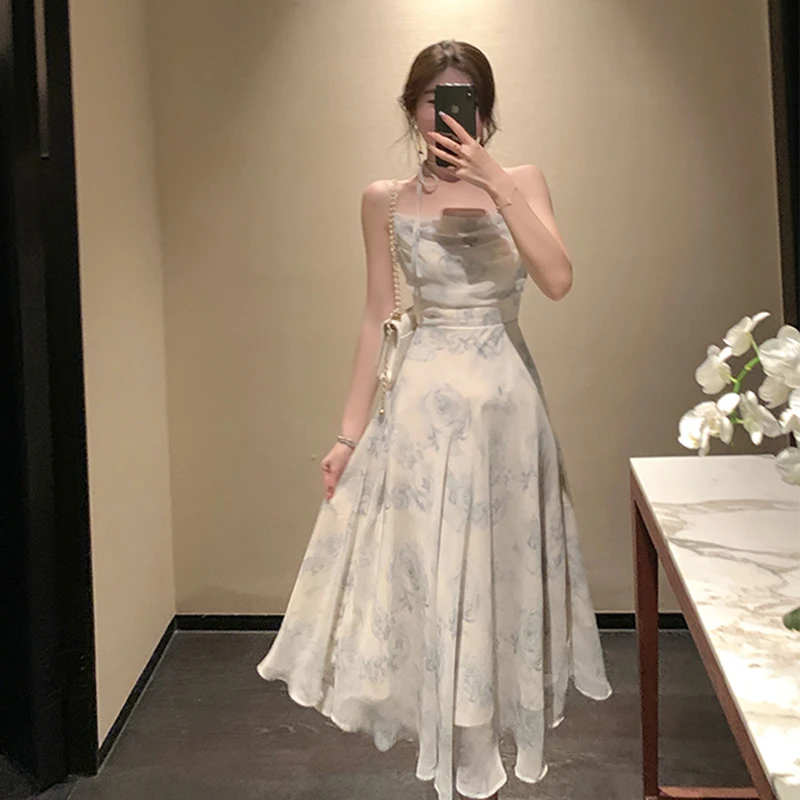 Dress Women Summer Party Midi Elegant 2022 Strap Sexy Design High Wasit Vintage Casual Dress Sleeveless Chiffon Sweet Dress
Dress Women Summer Party Midi Elegant 2022 Strap Sexy Design High Wasit Vintage Casual Dress Sleeveless Chiffon Sweet Dress