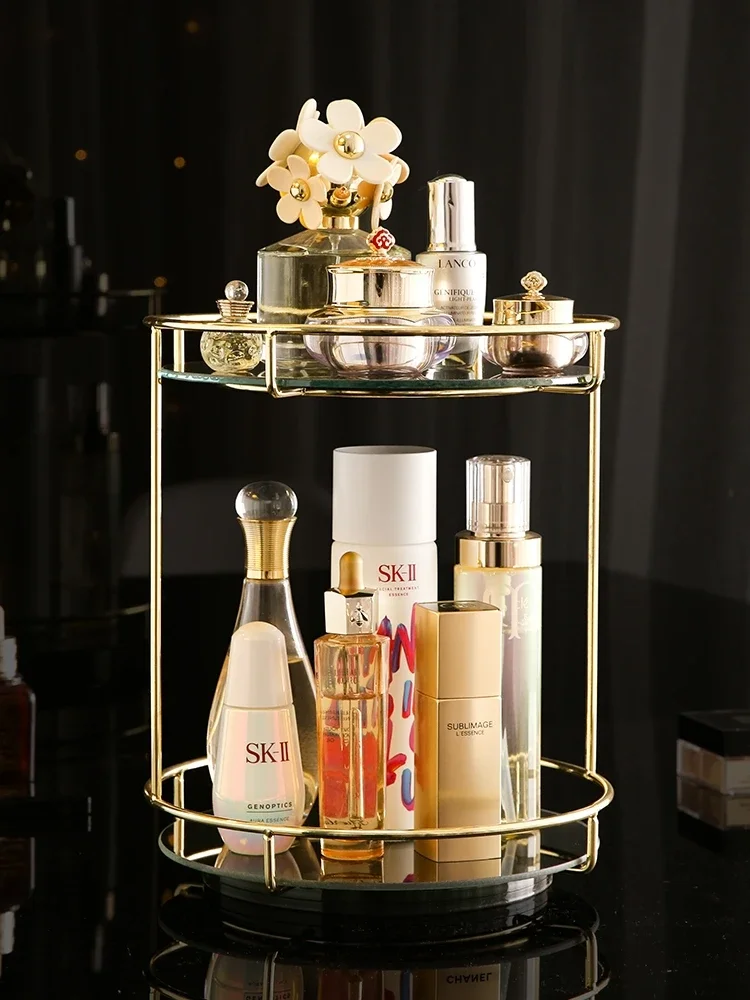 

Shelf Dressing Rack Rotating Table Makeup Finishing Bathroom Desktop Cosmetic Tray Nordic Perfume Organizer Storage