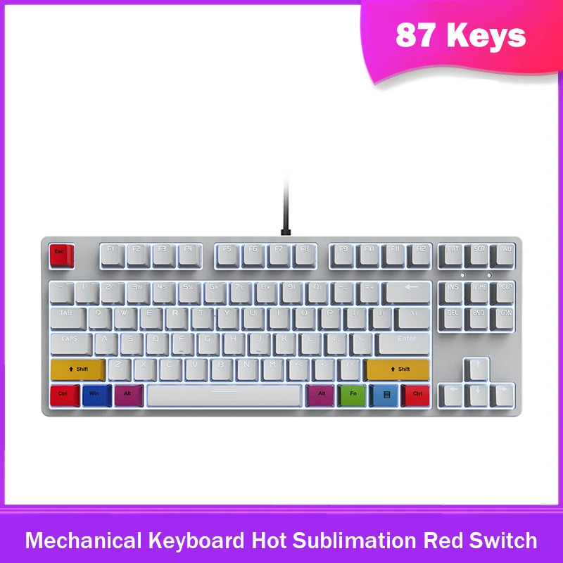 87Key Wired Gaming Mechanical Keyboard Hot Sublimation Red Switch Mini White Light Keyboard for Computer Laptop Detachable Cable
87Key Wired Gaming Mechanical Keyboard Hot Sublimation Red Switch Mini White Light Keyboard for Computer Laptop Detachable Cable