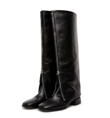 Winter New Black Cow Leather Square Toe Zipper Front Low Heels Knee High Boots Women Fashion Tube Slip On Long Botas Shoes Lady
Winter New Black Cow Leather Square Toe Zipper Front Low Heels Knee High Boots Women Fashion Tube Slip On Long Botas Shoes Lady