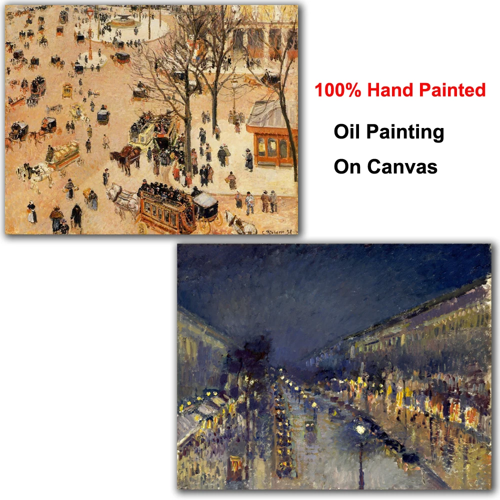 

Canvas Art Boulevard Montmartre Hand-painted Camille Pissarro Famous Painting Impressionist Landscape Artwork Decor High Quality