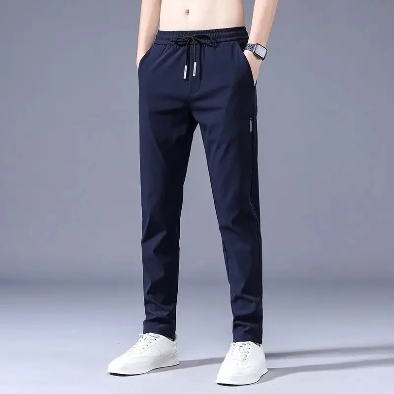 

2023 Men's Trousers Spring Summer New Thin Green Solid Color Fashion Pocket Applique Full Length Casual Work Pants Pantalon