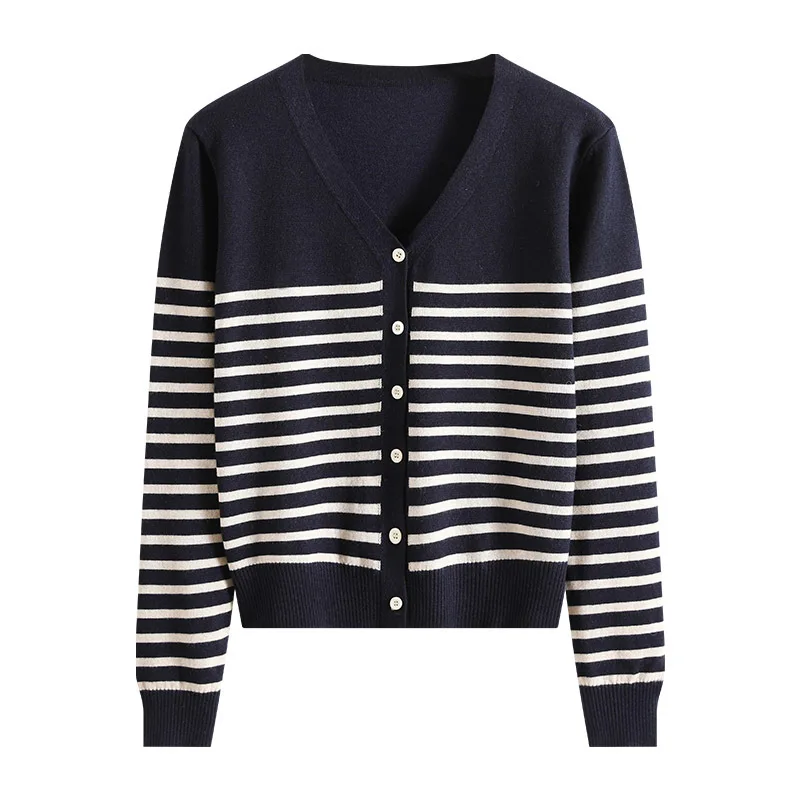 Essential V Neck Striped Cardigan Women Viscose Wool Blend Knitted Sweater M-XL
Essential V Neck Striped Cardigan Women Viscose Wool Blend Knitted Sweater M-XL