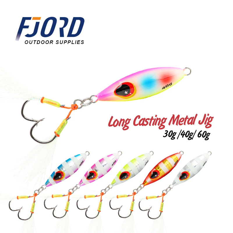 FJORD New Metal Jig 30g 54mm 40g 64mm 60g 84mm With Hook Fast Sinking Long Casting 6 Colors Saltwater Glow BaitFishing Lure
FJORD New Metal Jig 30g 54mm 40g 64mm 60g 84mm With Hook Fast Sinking Long Casting 6 Colors Saltwater Glow BaitFishing Lure