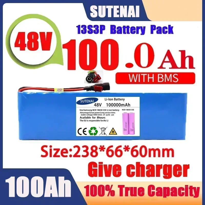 New 48V 120000mAh 1000w 13S3P 48V Lithium ion Battery Pack 120Ah For 54.6v E-bike Electric bicycle Scooter with BMS+charger
New 48V 120000mAh 1000w 13S3P 48V Lithium ion Battery Pack 120Ah For 54.6v E-bike Electric bicycle Scooter with BMS+charger