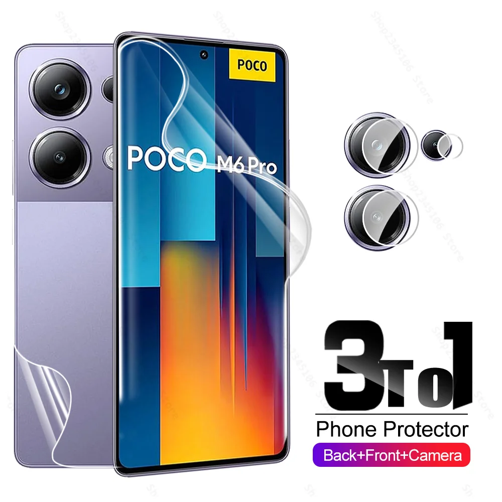 

Poxo Little M6Pro Camera Glass 3To1 Front Back Hydrogel Film For Xiaomi Poco M6 Pro PocoM6Pro Pocco M 6 Pro 4G Screen Protector