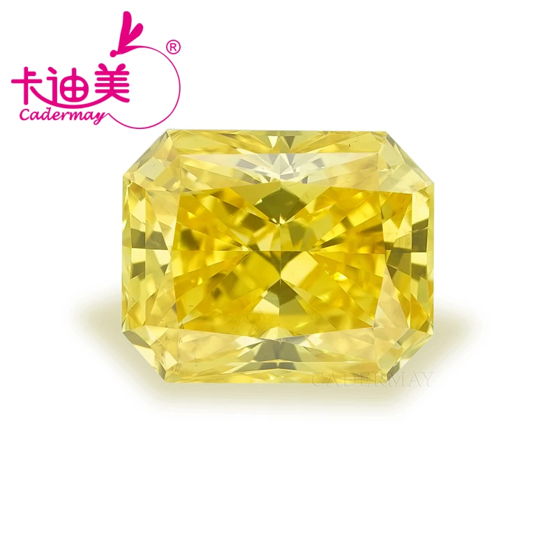 

CADERMAY Yellow Color VS1 Clarity HPHT Radiant Cut Lab Grown Diamond Loose Stone GEMID Certificate Gemstone For Jewelry Making