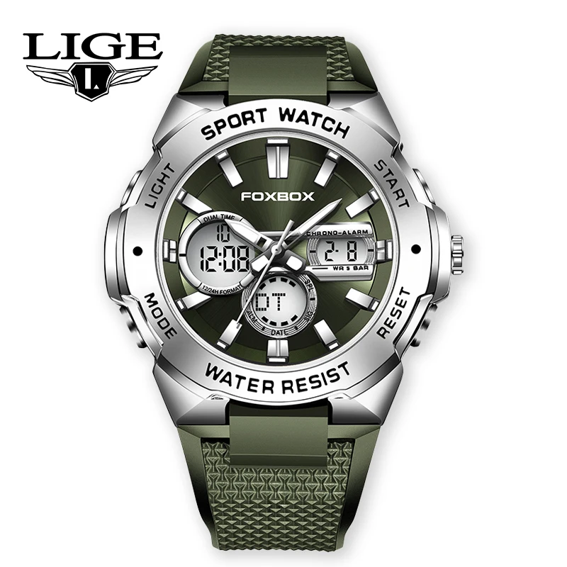 

Top Brand FOXBOX New Men Quartz Watches Fashion Sport Waterproof Wristwatch Silica Chronograph Male Clock Gift reloj hombre LIGE