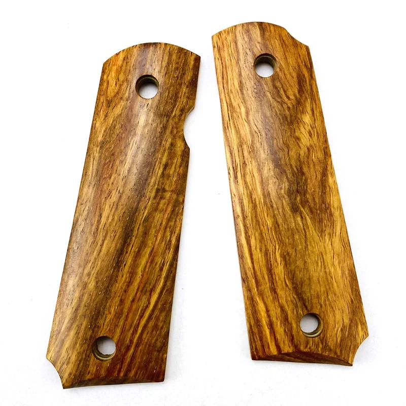 

Custom Natural African Yellow Pear Wood Textured 1911 Grips Handle Patches Full Size DIY Making Scales Accessories Decor Slabs