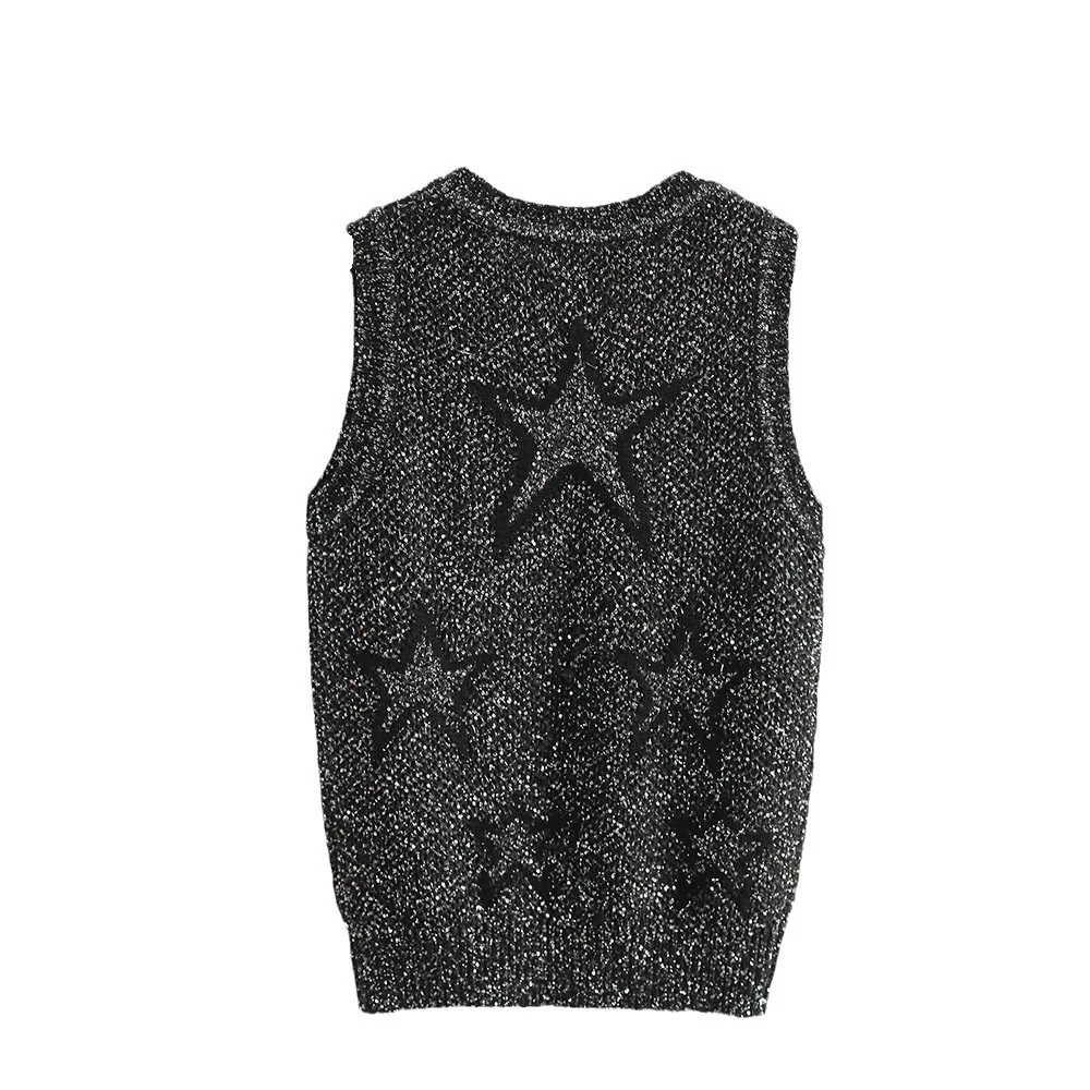 Summer New Arrival Lady Stylish Sequins Round Collar Sleeveless Star Pattern Women Pullover Solid Knits Tops
Summer New Arrival Lady Stylish Sequins Round Collar Sleeveless Star Pattern Women Pullover Solid Knits Tops