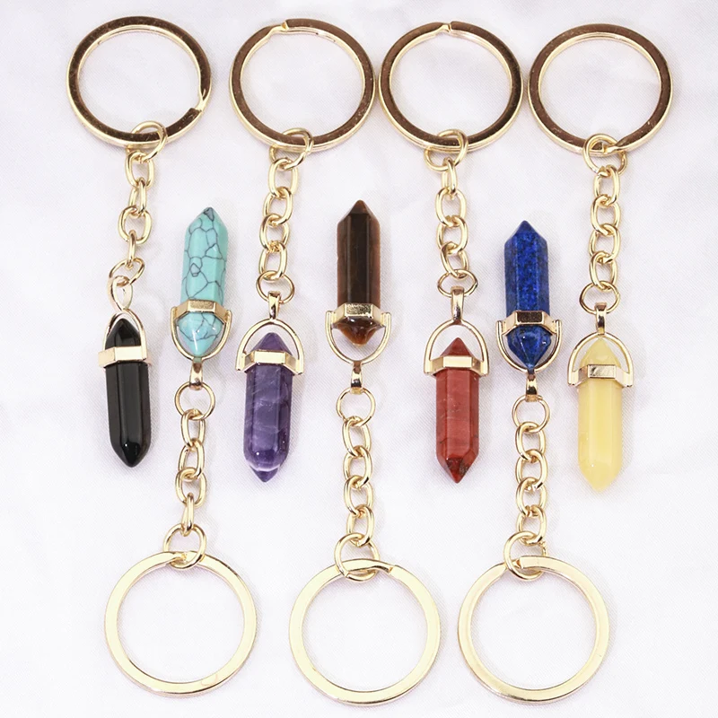 20pcs Natural Stone Hexagon Prism Crystal Quartzs Keychain Women Men Handbag Hangle Car Key Holder KeyRing Jewelry
20pcs Natural Stone Hexagon Prism Crystal Quartzs Keychain Women Men Handbag Hangle Car Key Holder KeyRing Jewelry