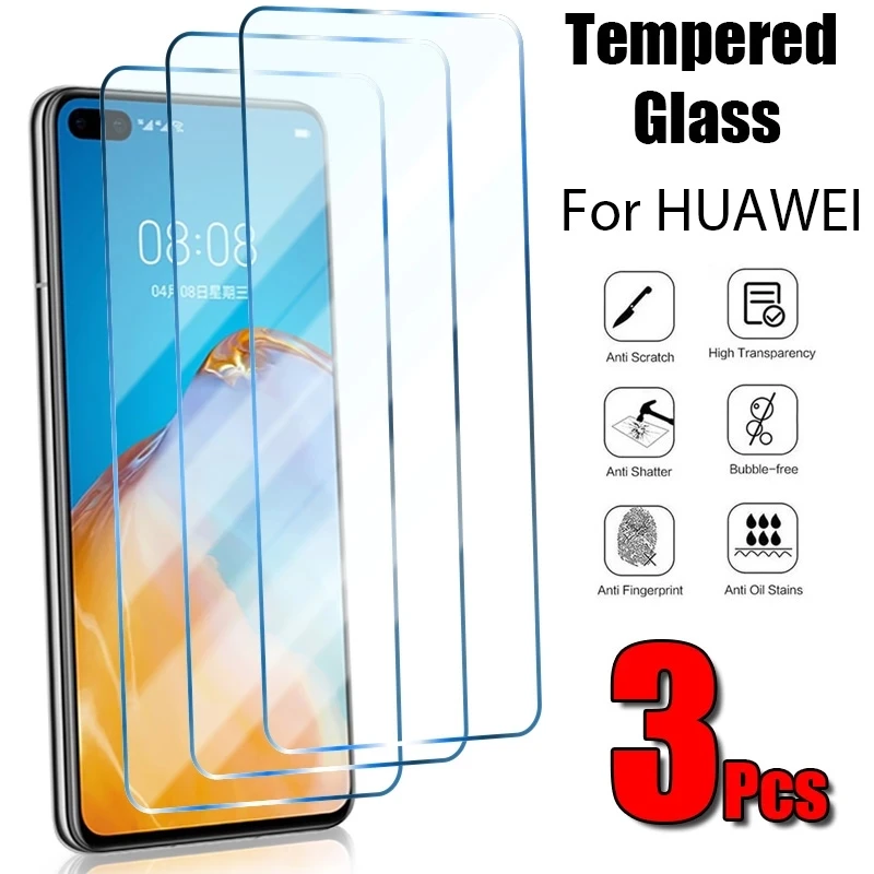 

3PCS Protective Glass For Huawei P30 Lite P40 P20 Pro Tempered Glass For Huawei P8 P9 P10 Lite 2017 Screen Protectors