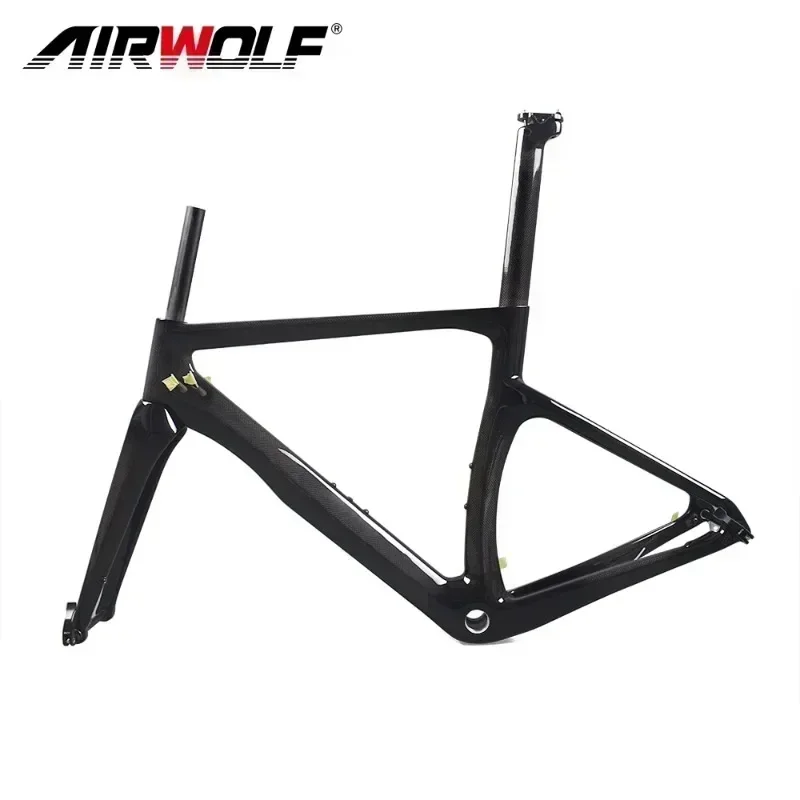 

Airwolf 700C*25 Carbon Road Bicycle Frame Bottom Bracket BSA Aerodynamics Fork Thru Axle 100*12mm Carbon Road Bike Frameset