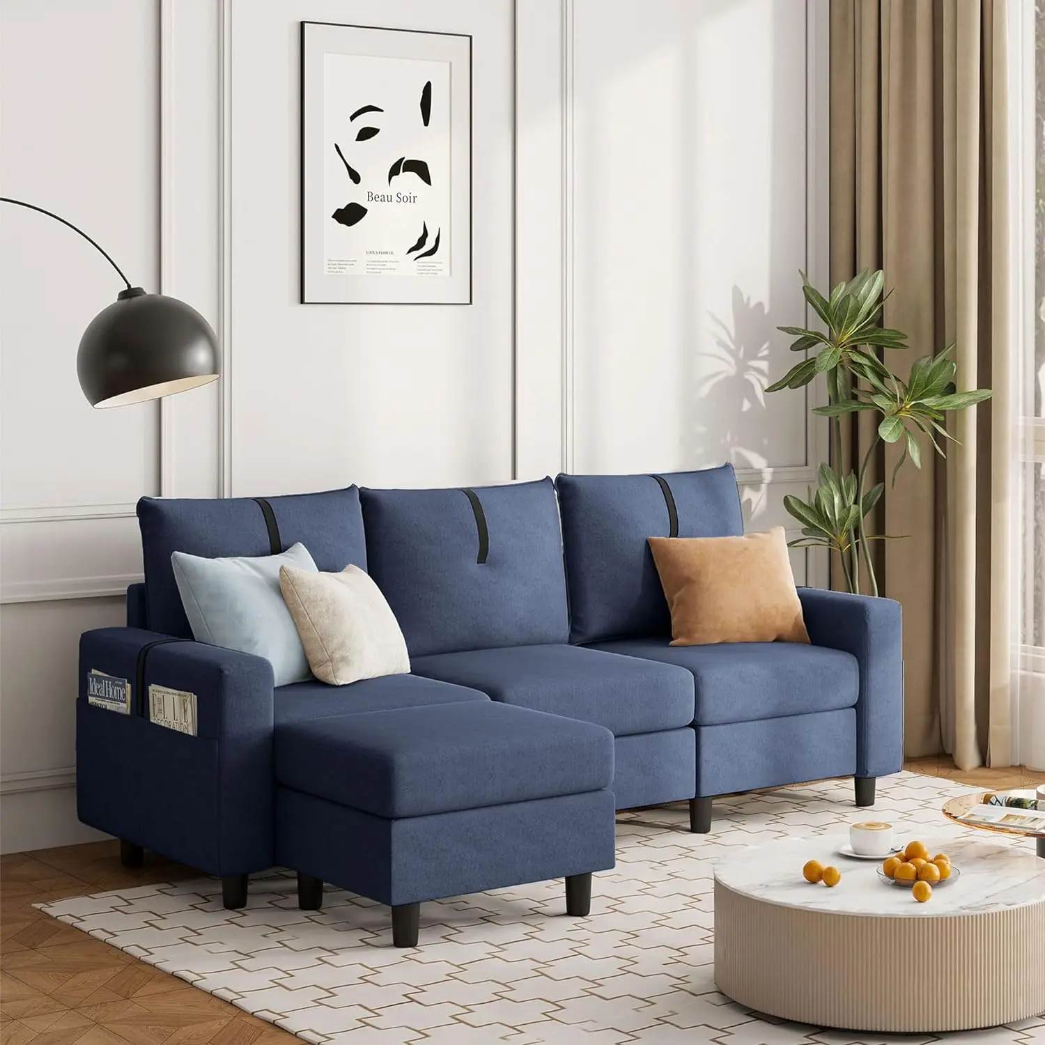 80" Sectional Sofas for Living Room, 3 Seat L Shaped Couch with Reversible Ottoman, Modern Linen Fabric Small Sectional Couch fo
80" Sectional Sofas for Living Room, 3 Seat L Shaped Couch with Reversible Ottoman, Modern Linen Fabric Small Sectional Couch fo
