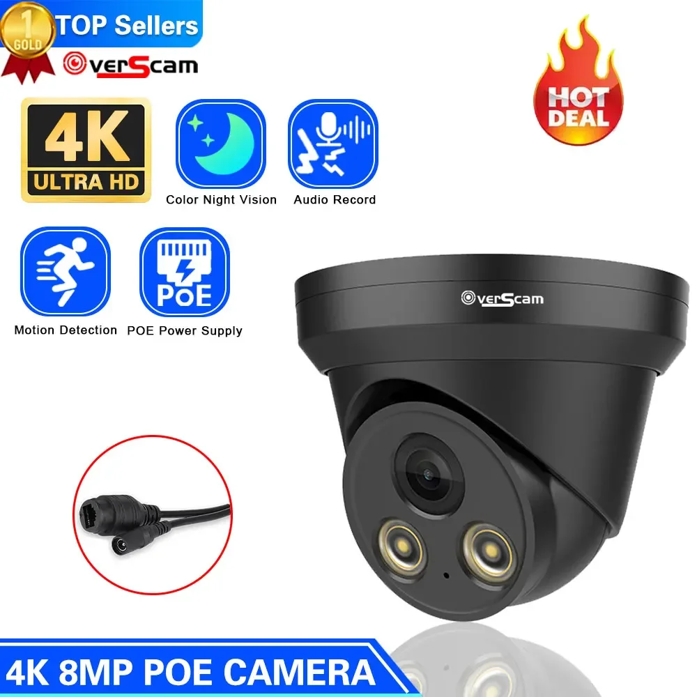 

Metal 8MP 4K Dual Light Full Color Night Vision IP Camera H.265 Built-in Mic PoE Security Camera CCTV Audio Home Dome Camera