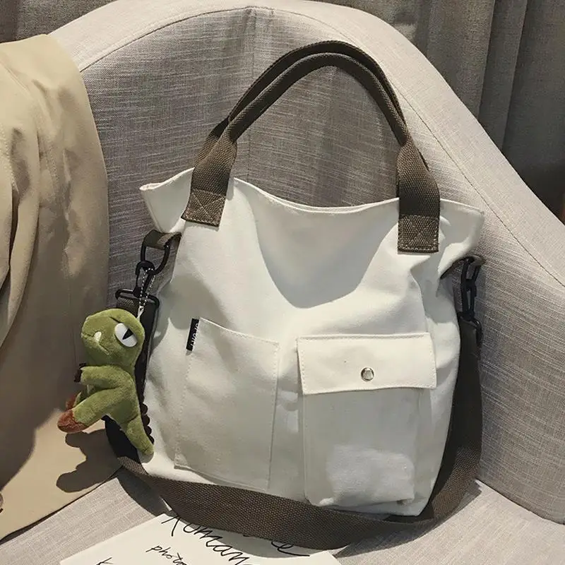 

Fashion Classic Simple Messenger Bag Women's South Korea Chic Postman Bag Lady Student Nylon Waterproof Canvas Schoolbag Purse