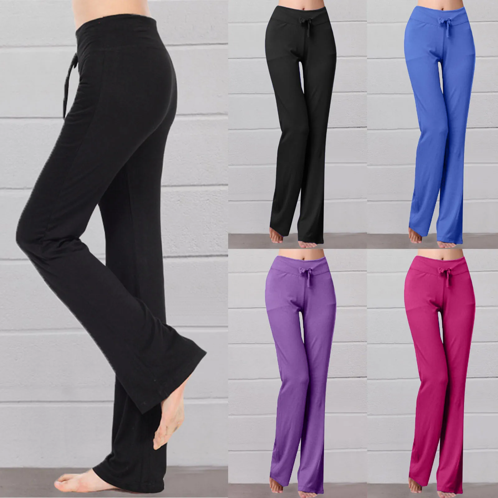 Women's Solid Colour Drawstring Yoga Pants Elastic Waist Slim Fit Stretch Sports Jogging Pants Straight Leg Comfy Sweatpants
Women's Solid Colour Drawstring Yoga Pants Elastic Waist Slim Fit Stretch Sports Jogging Pants Straight Leg Comfy Sweatpants