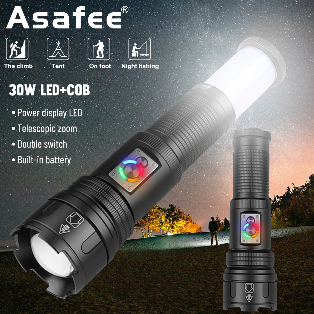Asafee 1057B Laser P99 30W LED COB Flashlight USB Rechargeable Double Switch Telescopic Zoom IPX4 Waterproof 1500m Range Torch
Asafee 1057B Laser P99 30W LED COB Flashlight USB Rechargeable Double Switch Telescopic Zoom IPX4 Waterproof 1500m Range Torch