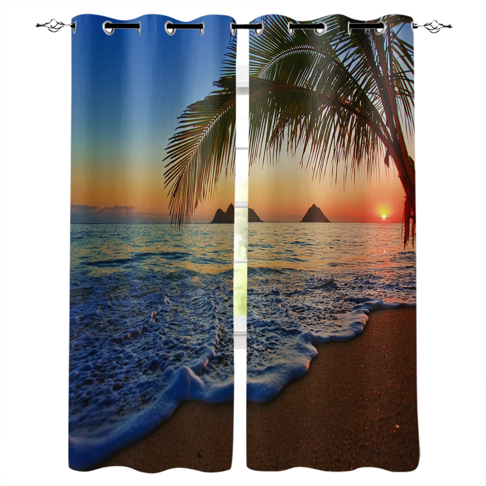 

Sunset Beach Coconut Tree Blackout Curtains Window Curtains For Bedroom Living Room Decor Window Treatments