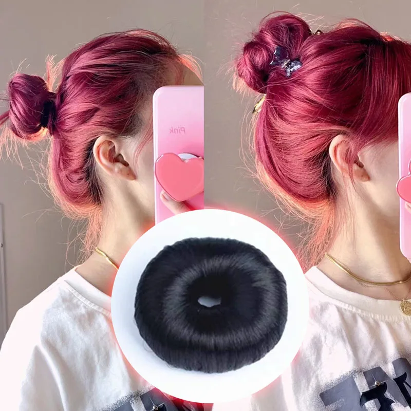 

1pc DIY Donut Pan Hair God Invisible Micro Elastic Flower Bud Hair Ornament Traceless Curly Hair Ring Hairstyling Accessories