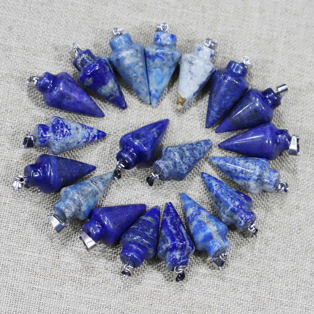 New Fashion Natural Lapis Lazuli Stone Cone Pendulum Pendants Necklace Good Quality Jewelry Making Wholesale 12Pcs Free Shipping
New Fashion Natural Lapis Lazuli Stone Cone Pendulum Pendants Necklace Good Quality Jewelry Making Wholesale 12Pcs Free Shipping