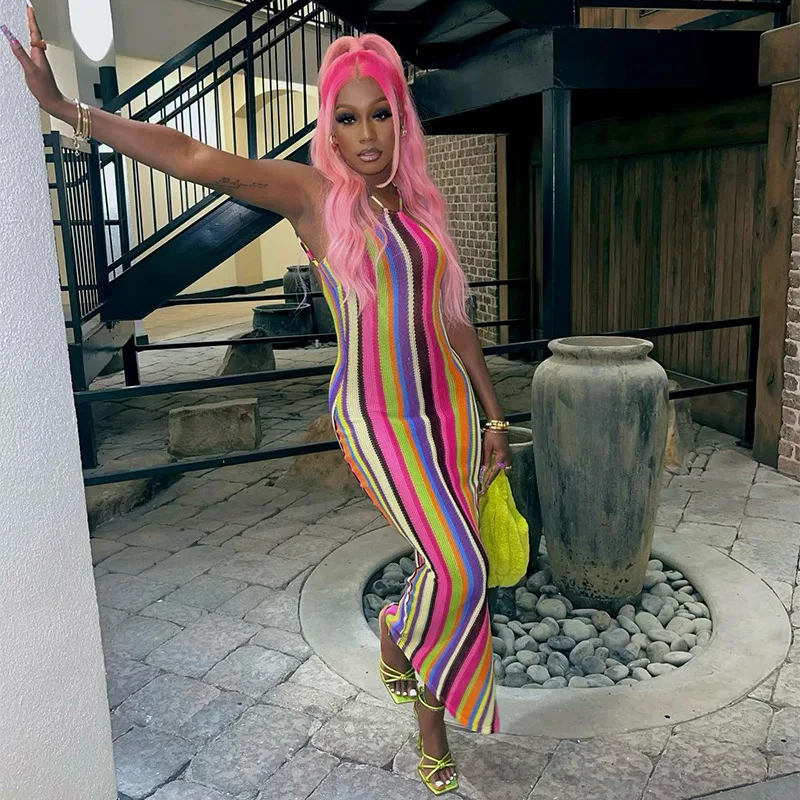 Crochet Maxi Striped Dress Sexy Club Party Bodycon Fashion Knit Dresses Women 2023 Summer Elegant Luxury Halter Knitted Dresses
Crochet Maxi Striped Dress Sexy Club Party Bodycon Fashion Knit Dresses Women 2023 Summer Elegant Luxury Halter Knitted Dresses