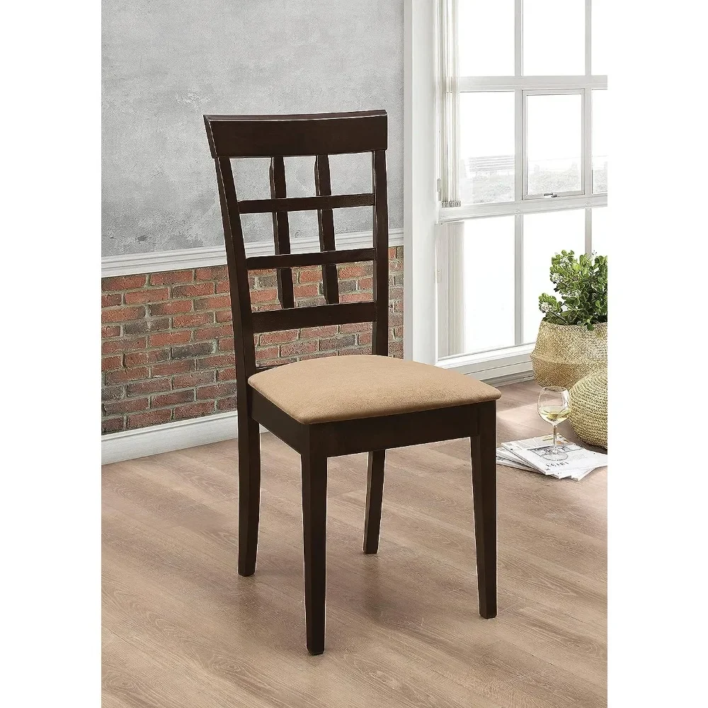 

Coaster Furniture Gabriel Upholstered Dining Chairs (Set of 2) Side Chair Beige Microfiber Fabric Cappuccino Brown 100772