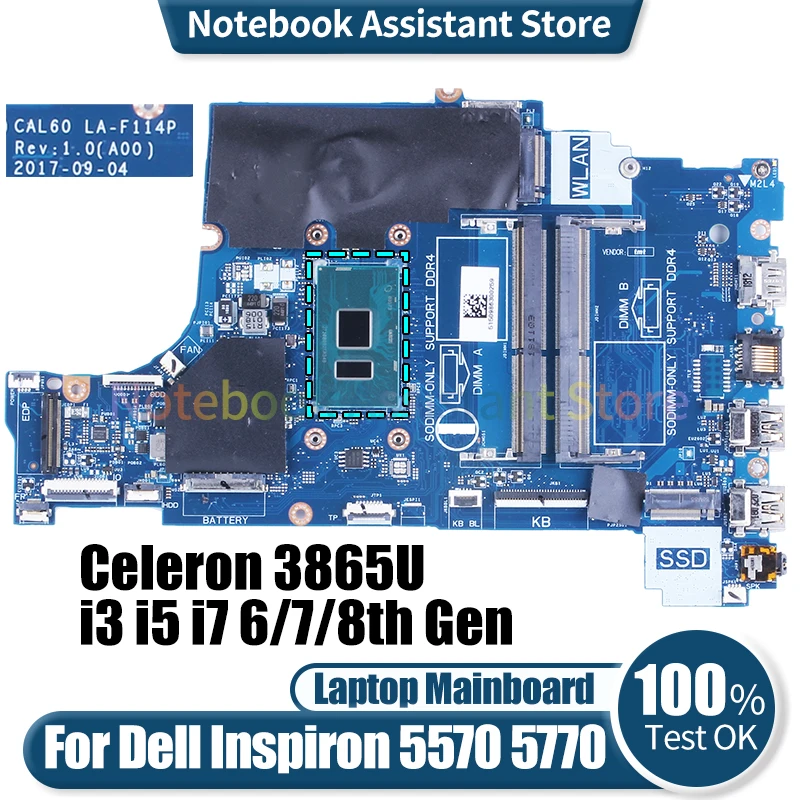 Материнская плата для ноутбука Dell Inspiron 5570 5770, фотосессия 0 m39ny 0V5DDM Celeron 3865U i3 i5 i7 6/7/8-го поколения, материнская плата для ноутбука
Материнская плата для ноутбука Dell Inspiron 5570 5770, фотосессия 0 m39ny 0V5DDM Celeron 3865U i3 i5 i7 6/7/8-го поколения, материнская плата для ноутбука