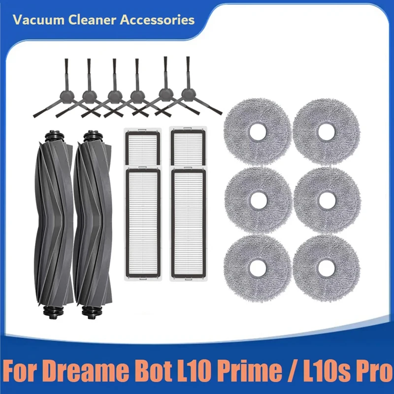 

18PCS For Dreame Bot L10 Prime / L10s Pro / L10 Pro Robot Vacuum Main Side Brush Hepa Filter Mop Cloth Replacement Spare Parts